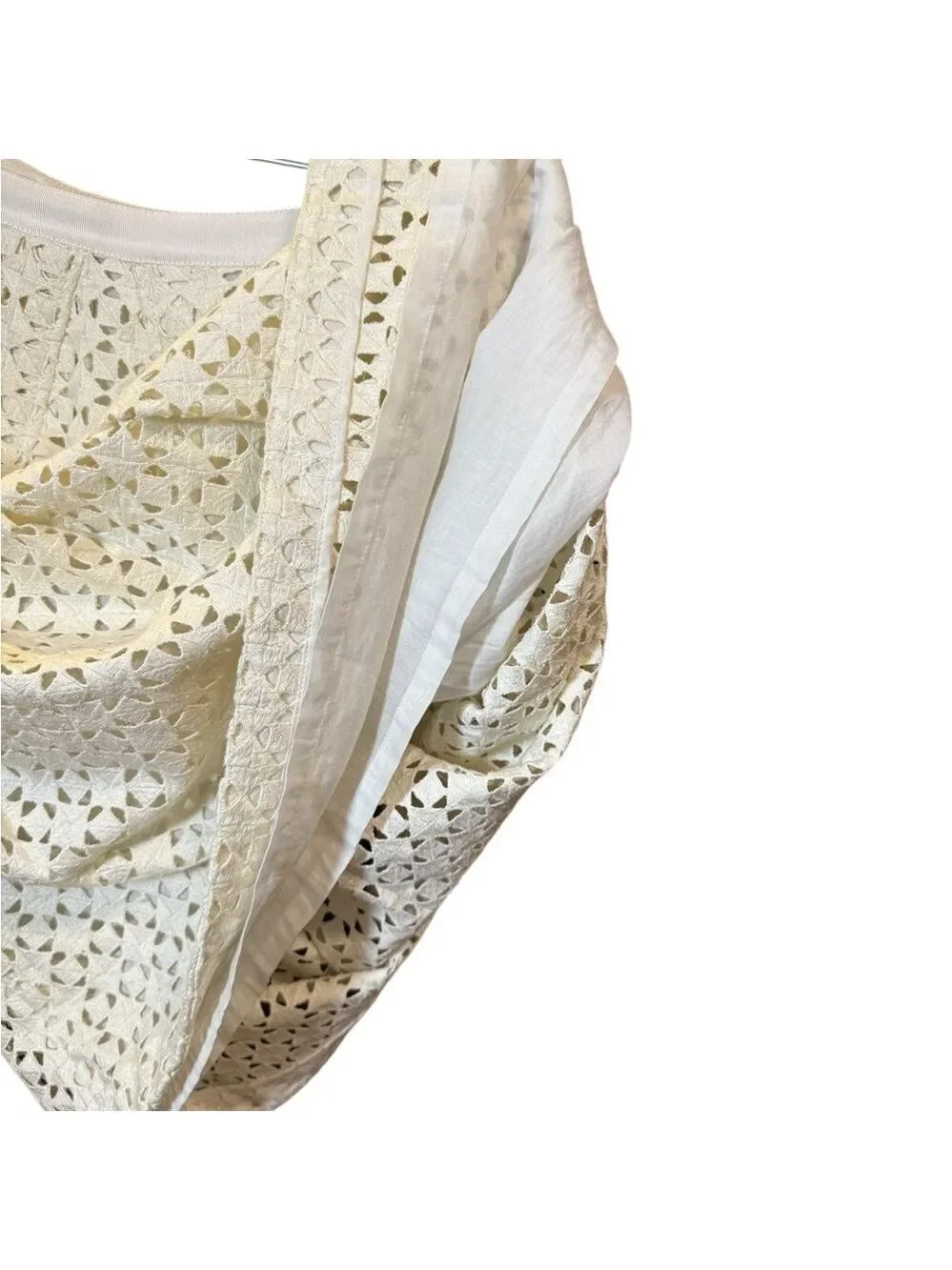 Tory Burch Cream Lace Like Mini Midi Skirt